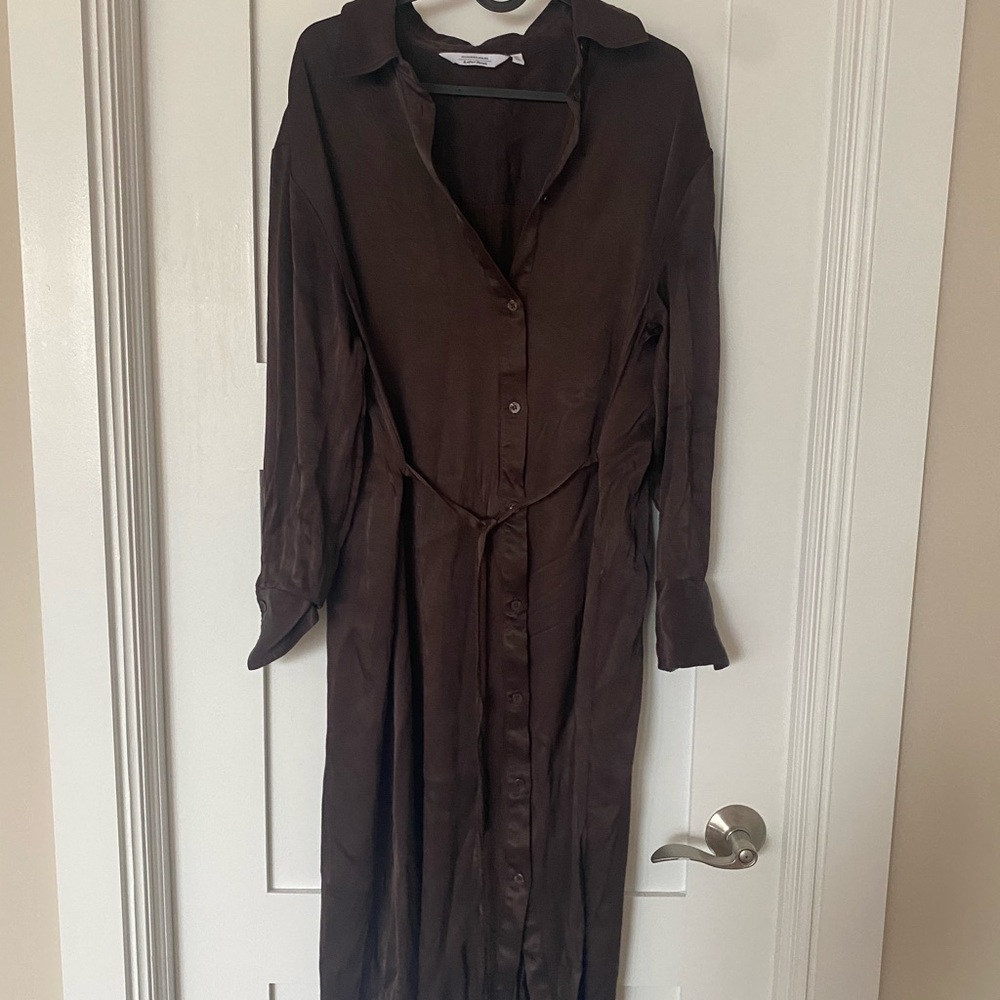 & Other Stories - Brown Midi Satin Dress